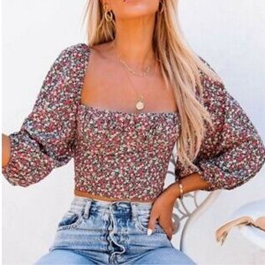 Vici Floral Puff Sleeve Top